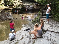 Katherine McDougal Wheeler McCandless; Ruth Bennett McDougal Dorrough; Laura McCandless; Kate McCandless; Kurt McCandless; Buttermilk Falls Ithaca NY Rim Trail