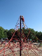 Jacob Wheeler climbing at the playground; Cayuga Lake State park