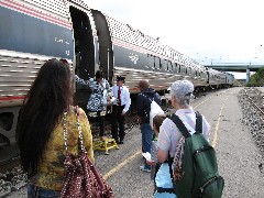 Jacob Grant Wheeler; Ruth Bennett McDougal Dorrough; boarding Amtrak train at Niagara Falls NY