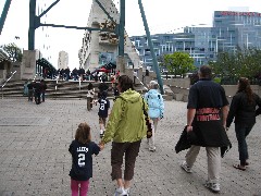 Katherine McDougal Wheeler McCandless; Ellery Kate Wheeler; Ruth Bennett McDougal Dorrough; on way to ball game at Rogers field in Toronto