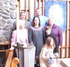 Ruth Bennett McDougal Dorrough; Kurt McCandless; Katherine McDougal McCandless; Chris Wheeler; Ellery Kate Wheeler; Jacob Wheeler; Charlie, Whitney Wheeler; Ellery s baptism