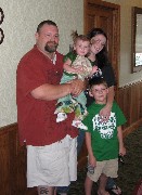 Earl Tackett III; Darrah; Amanda; Spencer Clabaugh at the Der Dutchman restaurant for Amanda and Judy s birthday party