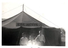 David, Bruce, Becky, Dan Dorrough; Parents; Medway Baptist Church; Revival Tent