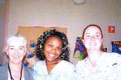 Ruth Bennett McDougal Dorrough; Sarah Williams; Joy Johannes; birthday party on Fr1E