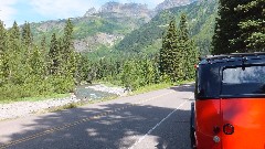 Red bus; Going to the Sun Road; Glacier National Park, MT