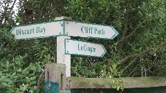 sign 
Dixcart Bay
Cliff Path
La Coupee