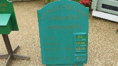 sign La Seigneurie Gardens; La Seigneurie Garden center; Channel Islands; Sark, LA