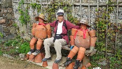 Flower pot statues; Jean Bub; La Seigneurie Garden center; Channel Islands; Sark, LA