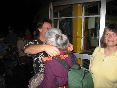 Ruth Bennett McDougal Dorrough; Linda Jasper; arriving at Hotel Otai on Easter Island