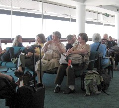 Barbara Anderson; Linda Jasper; Jane Luchsinger; Karen Kinnear; Jackie Borgel; Santiago Airport