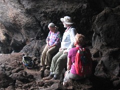 Brigid Mulloy; Frank Gibson; Anna Walker; Easter Island; 2009_05_03; Orongo; Hike; AnaKai Tangata Cave