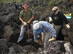 Gina; Ruth Bennett McDougal Dorrough; Sascha Lin; ; Easter Island; Elder Hostel Service Work; Cave