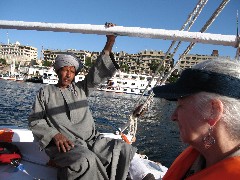 Ruth Bennett McDougal Dorrough; Trips; Egypt; Felucca Sail Boat