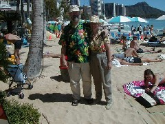 Dan Dorrough; Ruth Bennett McDougal Dorrough; Hawaii Trips ocean beach;