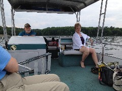 pontoon boat ride; Hardy Dam Pond; Manistee National Forest; Newago MI