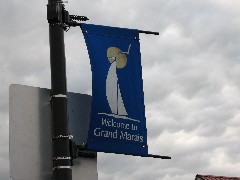 Minnesota; Welcome to Grand Marais sign