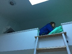 Ellery Kate Wheeler; in the loft at the Airbnb in Alton, NH