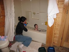 Kat Wheeler; Ellery Wheeler; taking a bath