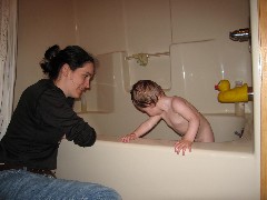 Kat Wheeler; Ellery Wheeler; Ellie taking a bath