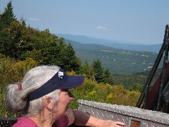 Ruth Dorrough; Mount Sunapee; New Hampshire; riding down in the pick-up truck after hiking up