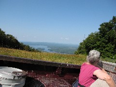 Ruth Dorrough; Mount Sunapee; New Hampshire; riding down in the pick-up truck after hiking up
