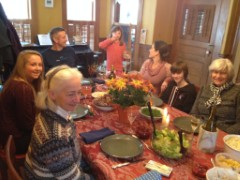 Thanksgiving Dinner; Ruth Dorrough; Kate McCandless; Kurt McCandless; Ellery Kate Wheeler; Katherine McDougal Wheeler McCandless; Jacob Grant Wheeler; Hurt s mother Sophia ; 72 Main Street Bradford NH