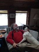 Dan Dorrough; Izzy dog; Main Street Bradford, NH
