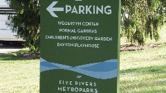sign Wegerzyn Center Dayton Ohio; August; North Country Trail Conference