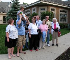 Jolene & Matthew Claybuagh; Spencer Tate Claybaugh; Becky Diment; David Diment; david s parents; Judy Dorrough; at Der Dutchman restaurant