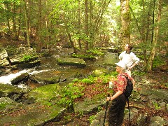 Ruth Bennett McDougal Dorrough; Ben Dorrough; Dwarfskill stream behind Ben s cabin