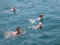 Dan Linscott; Sara Gilbert; Jackie Stormo ; Ruth Dorrough; Archipel Ecuador South America Trips swimming