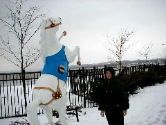 Ruth Bennett McDougal Dorrough; horse statue Kershaw PArk Canandaigua NY