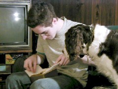 Ben Dorrough; dog; living room Canandaigua NY