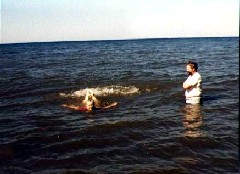 Ruth Dorrough; Dan Dorrough; swimming in the ocean