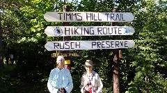 Judy Geisler; Ruth Bennett McDougal Dorrough; 
sign Timm s Hill Trail; Rusch Preserve