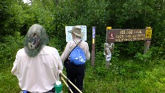 Judy Geisler; Ruth Bennett McDougal Dorrough; 
sign IAT; Averill Creek Wilderness Segment, WI