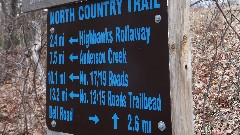 sign 
North Country Trail
Highbanks Rollaway
Anderson Creek
No 17/29 Roads
No 12/15/Roads Trailheads
Dell Road