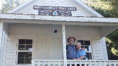 Dan Dorrough; Ruth Bennett McDougal Dorrough; Hiking; 
Birch Grove Schoolhouse; Michigan; White Cloud; cabin