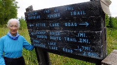 Ruth Bennett McDougal Dorrough; 
sign Official End of the Superior Hiking Trail
Otter Lake Road
Swamp River 1 mi
Border Route Trail 2 mi
Prout Lake 1 7 mi
Jackson Lake Rd 2 0 mi
