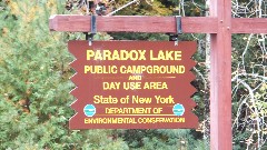 sign Paradox Lake - Public Campground and Day Use Area- State of New York