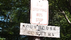 sign No stopping Bus Stop
sign outhouse corners