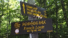 sign Cedar Lake; Pillsbury LAke; West Canada Lake; French Louie Trail; 
Hiking; NCT; New York; West Canada Wilderness;