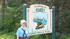 Ruth Bennett McDougal Dorrough; 
sign Welcome to Ohio; Adirondack Park; 
Hiking; NCT; New York; Black River Canal Trail; DSCF2508