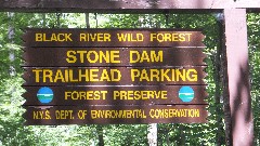 sign Black River Wild Forest; Stone Dam Trailhead Parking; 
Hiking; NCT; New York; Black River Canal Trail; DSCF2510