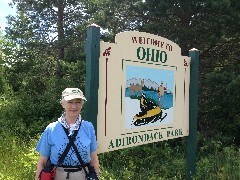Ruth Bennett McDougal Dorrough; 
sign Welcome to Ohio; Adirondack Park
Hiking; NCT; New York; Black River Canal Trail