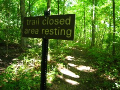 Hiking; NCT; Buckeye Trail; Tadmor; BT
sign Trail Closed area resting